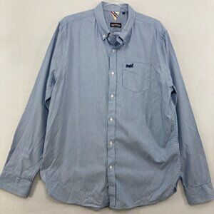 Superdry size 2XL Blue White Striped Cotton Classics Button Down Preppy Office